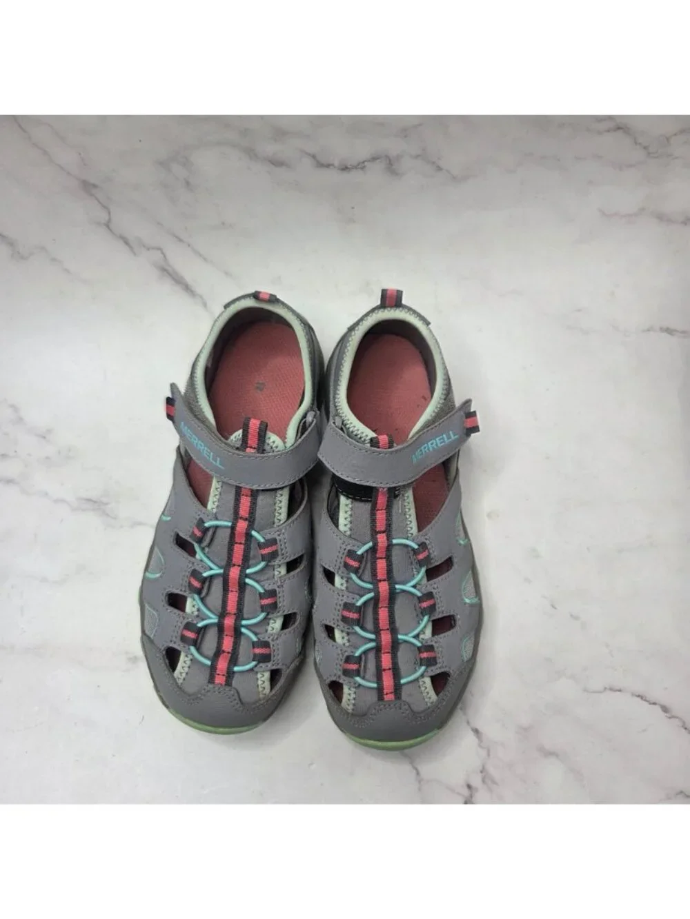 Merrell Hydro H2O Closed Toe Sandals Grey Teal Hiking Outdoors Youth Girls 5